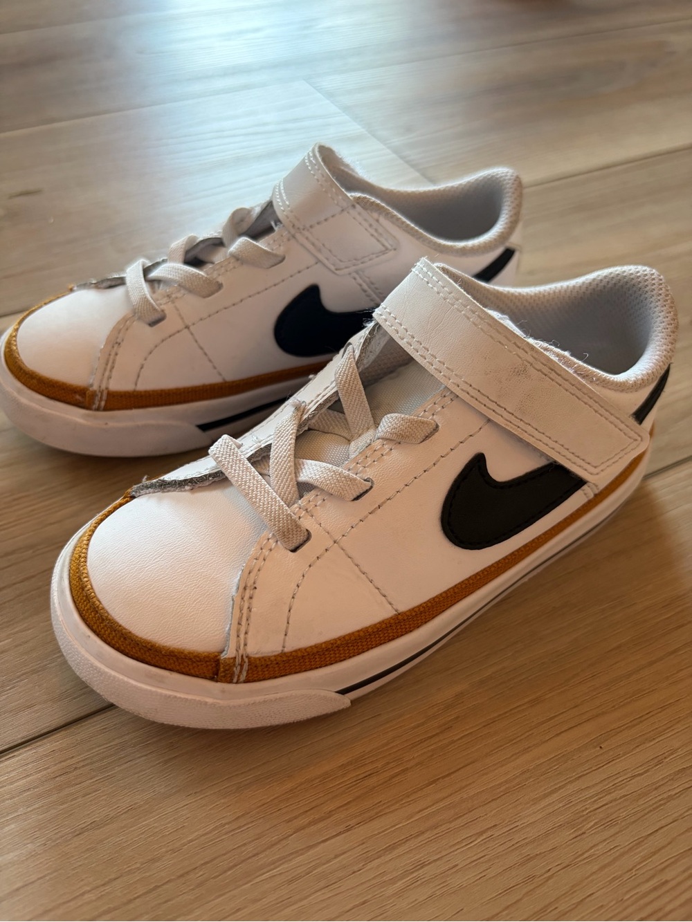 Nike Court Legacy Toddler Sneakers White Black Gold- 9C